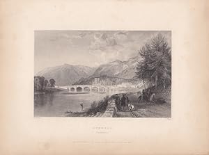 Dunkeld (Perthshire), Stahlstich 1837 von T. Prior nach T. Allom, Blattgröße: 20,5 x 27,3 cm, rei...