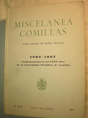 Bild des Verkufers fr Miscelnea Comillas Vol. 47-48. Conmemoracin de los LXXV aos de la Universidad Pontificia de Comillas 1892-1967 zum Verkauf von Librera Antonio Azorn