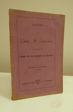 Imagen del vendedor de Discours de l'Hon. M. Chapleau sur les rsolutions du Chemin de fer canadien du Pacifique a la venta por Jean-Claude Veilleux, Libraire