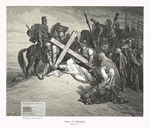 Seller image for Jesus auf Golgatha. Dramatischer Holzstich von Huyut nach Gustave Dor auf Kunstdruckblatt um 1870 for sale by historicArt Antiquariat & Kunsthandlung