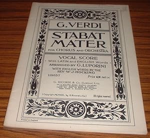 Imagen del vendedor de Stabat Mater for Chorus and Orchestra Vocal Score with Latin and English Words a la venta por Jaycey Books