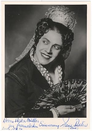 Postcard role photograph as Eboli in Don Carlos. Signed in full