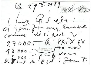 Imagen del vendedor de Eigenh. Brief m. U.  Jean T." a la venta por Kotte Autographs GmbH