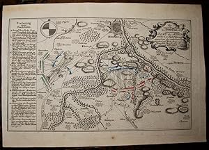 Seller image for Teilkolorierter Kupferstich-Plan. Plan der Action welche d. 21. Sept. 1759 . ohnweit Meissen in Sachsen vorgefallen. for sale by Antiquariat Thomas Rezek