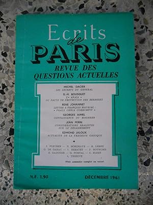 Seller image for Ecrits de Paris - Revue des questions actuelles - N. 199 - Decembre 1961 for sale by Frederic Delbos