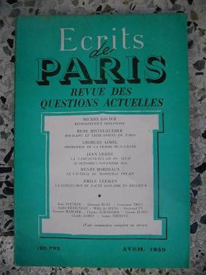 Imagen del vendedor de Ecrits de Paris - Revue des questions actuelles - N. 170 - Avril 1959 a la venta por Frederic Delbos