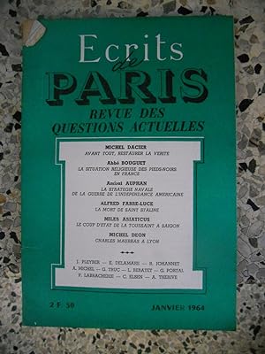 Seller image for Ecrits de Paris - Revue des questions actuelles - N. 222 - Janvier 1964 for sale by Frederic Delbos