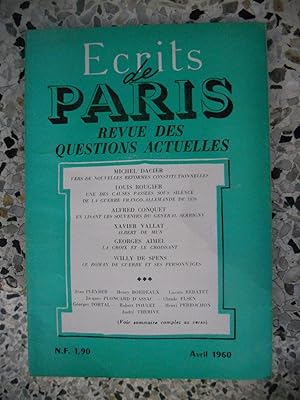 Seller image for Ecrits de Paris - Revue des questions actuelles - N. 181 - Avril 1960 for sale by Frederic Delbos