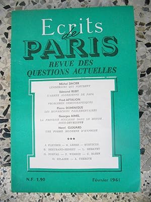 Bild des Verkufers fr Ecrits de Paris - Revue des questions actuelles - N. 188 - Decembre 1960 zum Verkauf von Frederic Delbos