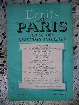 Seller image for Ecrits de Paris - Revue des questions actuelles - N. 138 - Mai 1956 for sale by Frederic Delbos