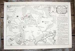 Imagen del vendedor de Teilkolorierter Kupferstich-Plan. Plan der Action welche d. 10. Julii 1760 . ohnweit Corbach in der Grafschafft Waldeck vorgefallen. a la venta por Antiquariat Thomas Rezek