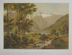 Zeller See und Kitzsteinhorn. Chromolithographie n. C.P.C. Köhler aus Haushofer "Die Salzburger A...