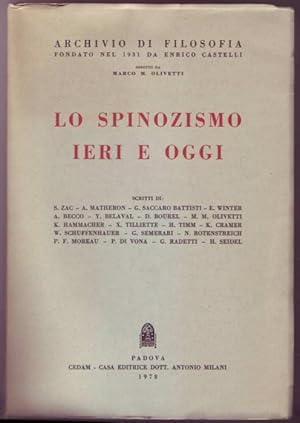 Immagine del venditore per Lo spinozismo ieri e oggi (= Archivio di Filosofia fondato nel 1931 da Enrico Castelli) venduto da Graphem. Kunst- und Buchantiquariat