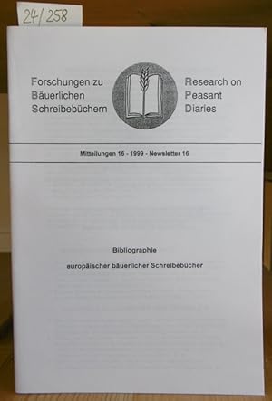 Imagen del vendedor de Bibliographie europischer buerlicher Schreibebcher. a la venta por Versandantiquariat Trffelschwein