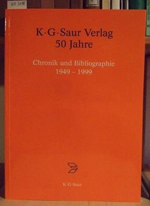 Bild des Verkufers fr K.G. Saur Verlag 50 Jahre. Chronik und Bibliographie 1949-1999. Chronik v. Titus Arnu, Bibliographie bearb. v. Andreas Brandmair u. Konrad Kratzsch. zum Verkauf von Versandantiquariat Trffelschwein