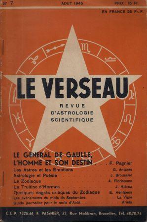 Imagen del vendedor de Le Verseau revue d'Astrologie scientifique - Directeur F. Pagnier - Numro 7 - Aot 1945 a la venta por LES TEMPS MODERNES