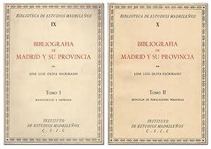 Bild des Verkufers fr Bibliografa de Madrid y su provincia [2 TOMOS]. zum Verkauf von Librera Berceo (Libros Antiguos)