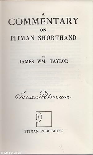 Seller image for A Commentary on Pitman Shorthand for sale by Mr Pickwick's Fine Old Books