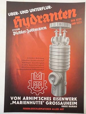 Bild des Verkufers fr ber- und Unterflurhydranten System Pichler-Zottmann DIN 3222 und 3221 zum Verkauf von Galerie fr gegenstndliche Kunst