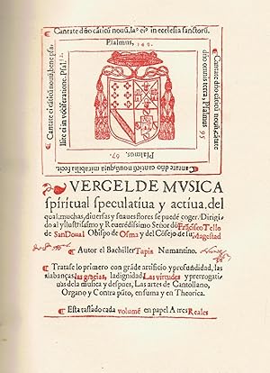 VERGEL DE MSICA. 1570.: Tapia. Martn de,