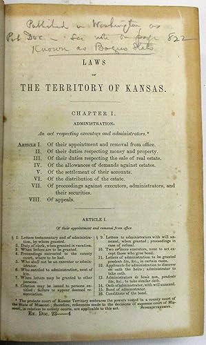 A GROUP OF EARLY KANSAS TERRITORIAL LAWS, 1856-1860