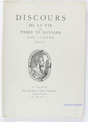 Image du vendeur pour Discours de la vie de Pierre de Ronsard mis en vente par Librairie du Bassin