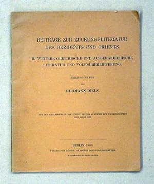 Beiträge zur Zuckungsliteratur des Okzidents und Orients. II. Weitere griechische und aussergriec...