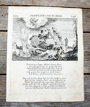 Seller image for Kupferstich von Ksel. Genes. Sacrificum Caini et Abelis. Cap. IV. for sale by Antiquariat Thomas Rezek