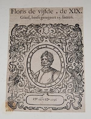 Image du vendeur pour Portrait of Floris V, Count of Holland. SINGLE LEAF PORTRAIT WOODCUT. mis en vente par Dark Parks Books & Collectibles