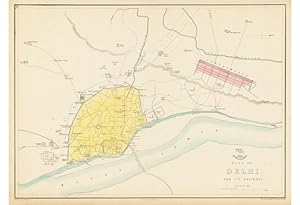 Bild des Verkufers fr DELHI, INDIA: PLAN OF DELHI AND ITS ENVIRONS. zum Verkauf von Antiquariat Dasa Pahor GbR