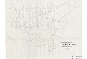Seller image for HONOLULU, HAWAII: MAP OF THE LOWER PART OF THE CITY OF HONOLULU AND THE HARBOR FRONT. COMPILED FROM OFFICIAL MAPS BY A.B. LOEBENSTEIN. 1893. for sale by Antiquariat Dasa Pahor GbR