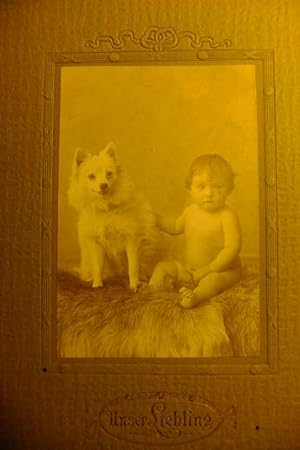 Originalfotografie "Unser Liebling" (Baby mit Hund).