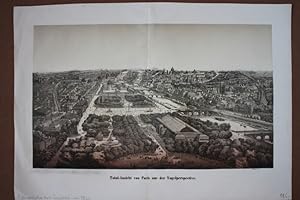 Total-Ansicht von Paris aus der Vogelperspektive, schöne Lithographie mit Tonplatte um 1860 von H...