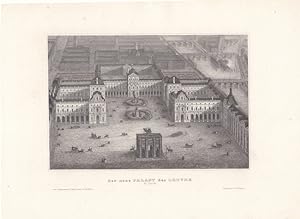 Der neue Palast des Louvre in Paris, Stahlstich um 1850 aus dem bibliographischen Institut Hildbu...