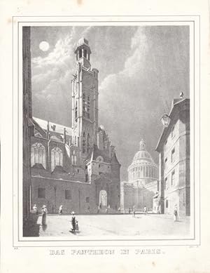 Das Pantheon in Paris, Lithographie um 1850, Blattgröße: 26,5 x 20,5 cm, reine Bildgröße: 23 x 18...
