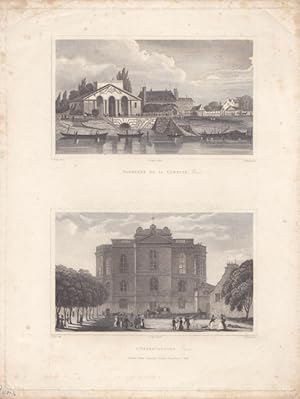 Paris, Barriere de la Cunette, L Observatoire, Blatt mit Stahlstichen 1829 von J.C. Kernott nach ...