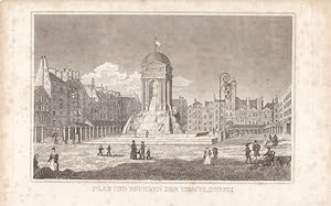 Paris, Platz und Brunnen der Unschuldigen, Kupferstich um 1840, Blattgröße: 14 x 22,5 cm, reine B...