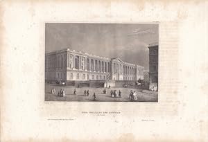 Der Palast des Louvre in Paris, Stahlstich um 1845 aus dem bibliographischen Institut Hildburghau...