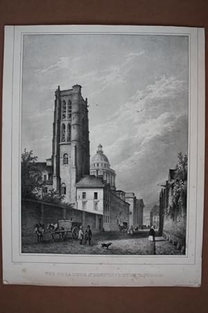 Vue de la Tour Ste. Genevieve et du Pantheon, Lithographie um 1870 nach Arnout, Blattgröße: 39,2 ...