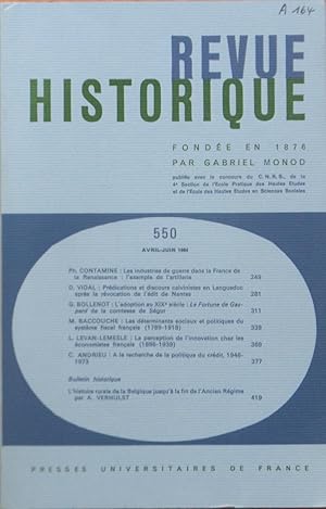 Image du vendeur pour REVUE HISTORIQUE numro 550 Avril-Juin 1984 mis en vente par Bouquinerie L'Ivre Livre