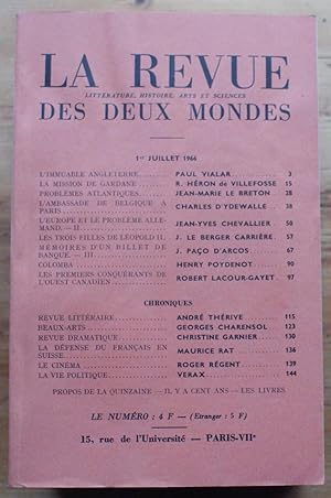 Image du vendeur pour La Revue des Deux Mondes n13 du 1er juillet 1966 mis en vente par Aberbroc