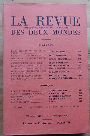 Image du vendeur pour La Revue des Deux Mondes n15 du 1er aout 1966 mis en vente par Aberbroc