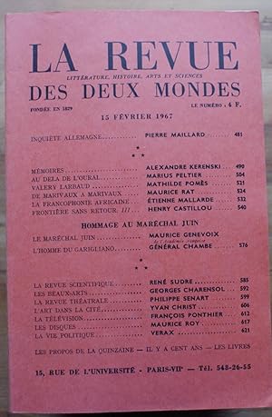 Image du vendeur pour La Revue des Deux Mondes n4 du 15 fvrier 1967 mis en vente par Aberbroc