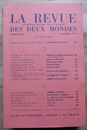 Image du vendeur pour La Revue des Deux Mondes n11 du 1er juin 1967 mis en vente par Aberbroc