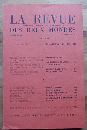 Image du vendeur pour La Revue des Deux Mondes n15 du 1er aout 1967 mis en vente par Aberbroc
