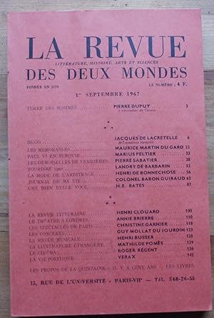 Bild des Verkufers fr La Revue des Deux Mondes n17 du 1er septembre 1967 zum Verkauf von Aberbroc