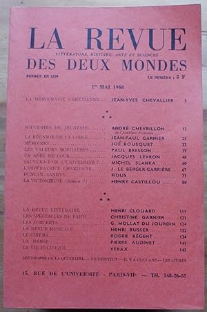 Image du vendeur pour La Revue des Deux Mondes n9 du 1er mai 1968 mis en vente par Aberbroc