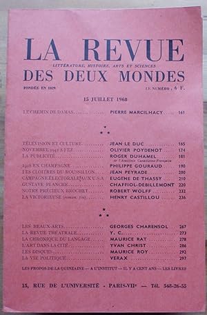 Image du vendeur pour La Revue des Deux Mondes n14 du 15 juillet 1968 mis en vente par Aberbroc