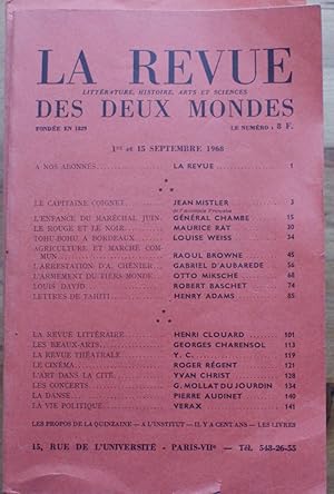 Bild des Verkufers fr La Revue des Deux Mondes n17 des 1er et 15 septembre 1968 zum Verkauf von Aberbroc