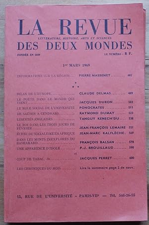 Image du vendeur pour La Revue des Deux Mondes n3 (Nouvelle srie) du 1er mars 1969 mis en vente par Aberbroc